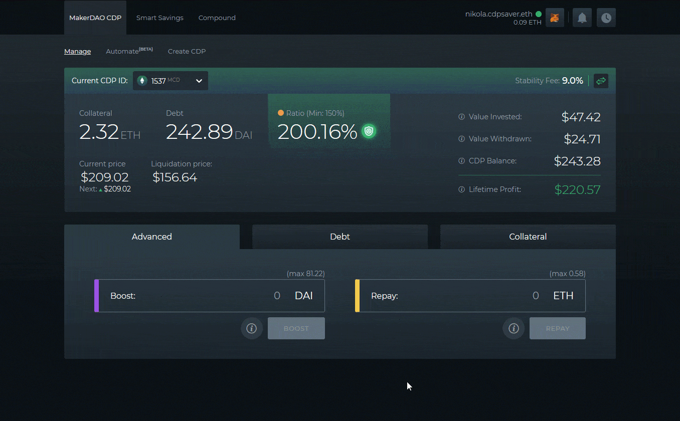 MakerDAO Dai Savings Rate dashboard