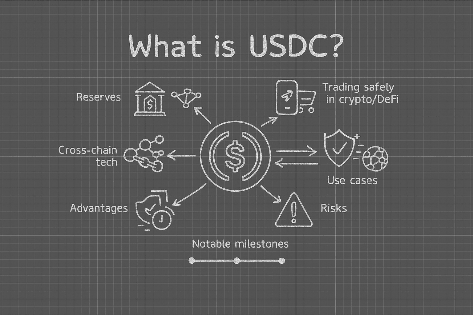 USDC logo and DeFi protocol interfaces
